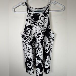 Lauren Ralph Lauren Black and White Patterned Tank Top Size 8